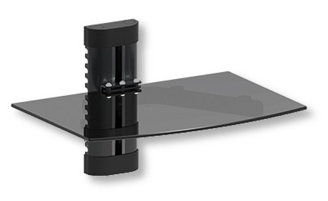Ablage aus Sicherheitsglas mit Kabelmangement Ablage aus Sicherheitsglas mit Kabelmangement