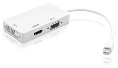 Adapter 3 in 1 Mini DisplayPort (Thunderbolt) to HDMI / DVI / VGA Adapter 3 in 1 Mini DisplayPort (Thunderbolt) to HDMI / DVI / VGA
