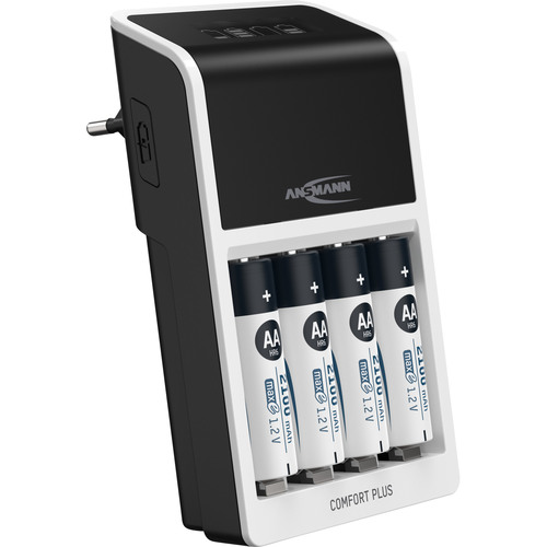 ANSMANN 1001-0094-01 Comfort Plus Schnell-Ladegerät für NiMH Akkus, AA oder AAA Akku-Ladegeräte