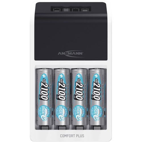 ANSMANN 1001-0094-01 Comfort Plus Schnell-Ladegerät für NiMH Akkus, AA oder AAA