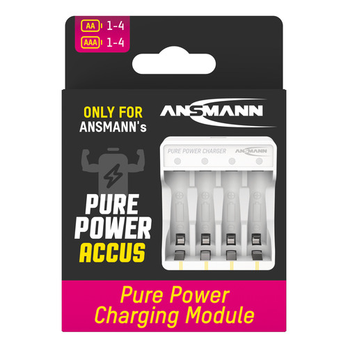ANSMANN 1001-0181 Ladegerät für 4 Pure Power Li-Ion Akkus, USB-C