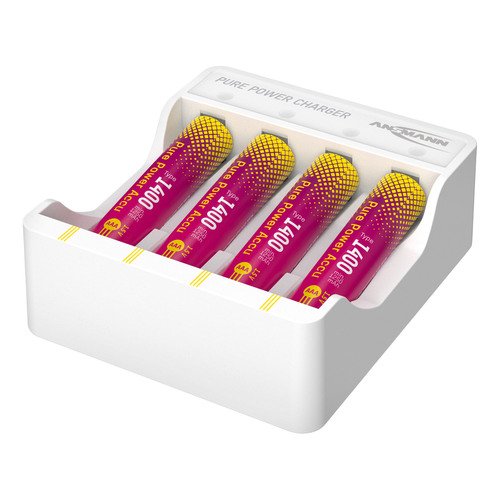 ANSMANN 1001-0182 Pure Power Ladeset mit 4 Li-Ion Akkus Micro AAA Akku-Ladegeräte