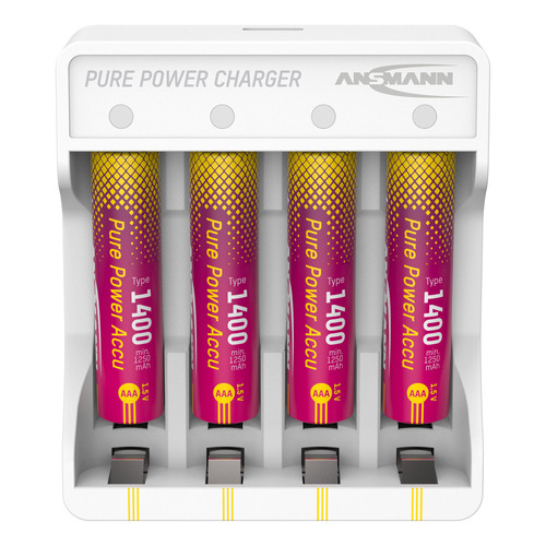 ANSMANN 1001-0182 Pure Power Ladeset mit 4 Li-Ion Akkus Micro AAA