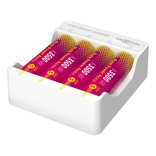 ANSMANN 1001-0183 Pure Power Ladeset mit 4 Li-Ion Akkus Mignon AA Akku-Ladegeräte