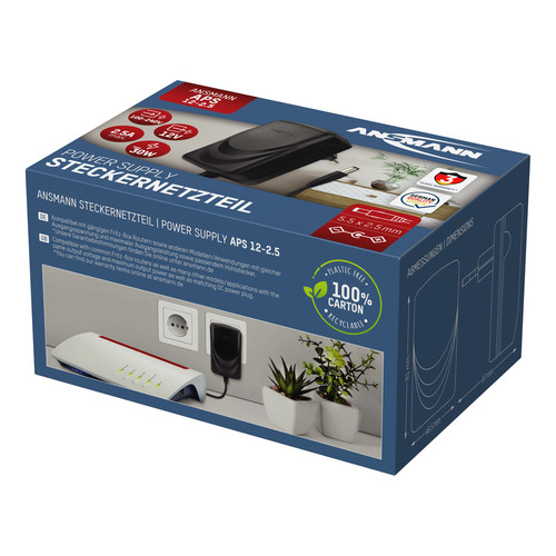 ANSMANN 1201-0027 Netzteil APS 12-2.5, 12V DC / 30W, kompatibel mit FritzBox