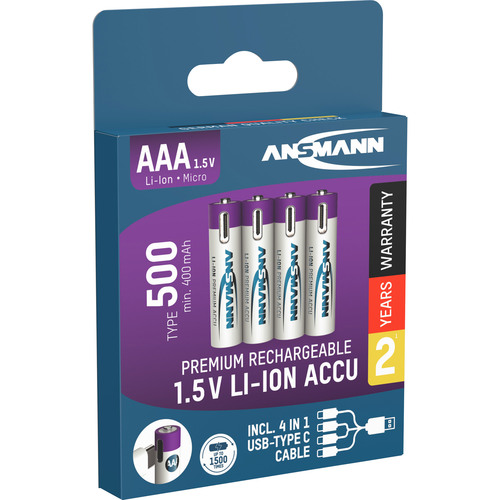 ANSMANN 1311-0028 Li-Ion Akkus Micro AAA Typ 500