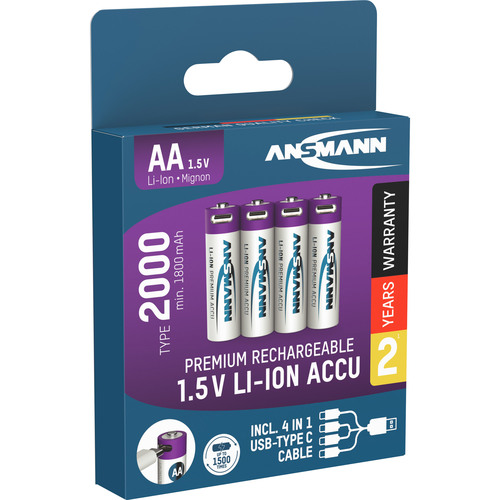 ANSMANN 1312-0036 Li-Ion Akkus Mignon AA Typ 2000