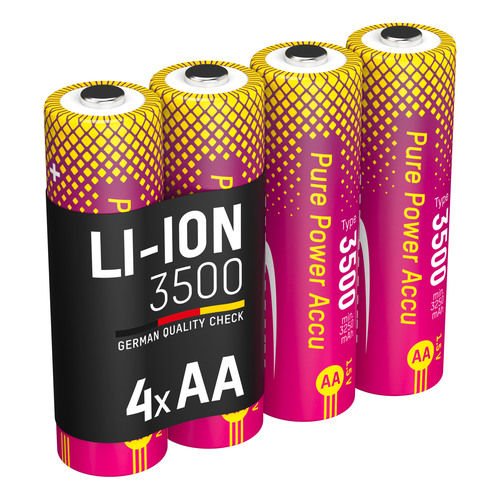 ANSMANN 1312-0042 Pure Power Li-Ion Akkus Mignon AA (3250 mAh), 4er Pack