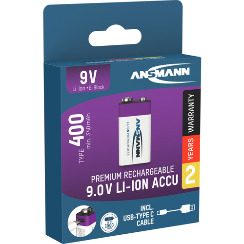 ANSMANN 1315-0005 Li-Ion Akku 9V E-Block Typ 400
