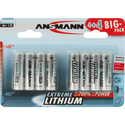 ANSMANN 1512-0012 Lithium Batterie Mignon AA, 8er-Pack (Produktbild 1)