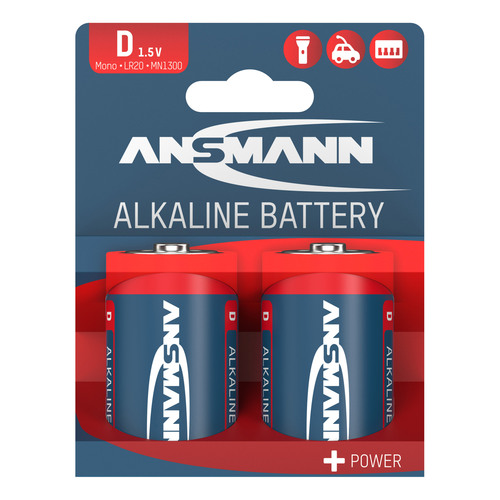 ANSMANN 1514-0000 RED Alkaline-Batterie, Mono (D), LR20, 2er Pack