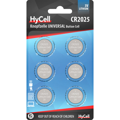 ANSMANN 1516-0027 Knopfzelle CR2025 HyCell 3V Lithium, 6er-Pack