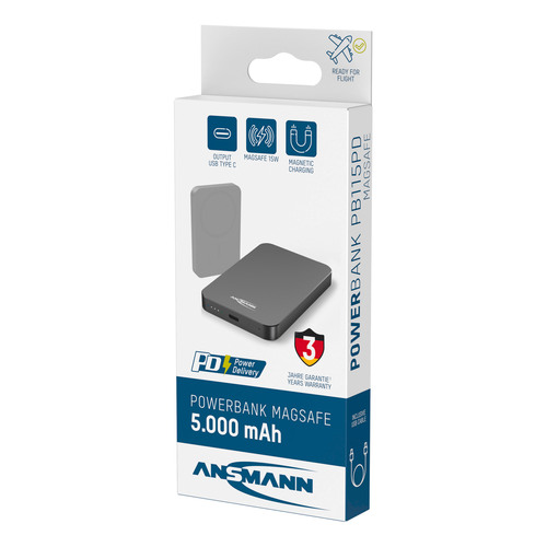 ANSMANN 1700-0198 Powerbank 5000 mAh PB115PD MagSafe, USB-C, PD 20W