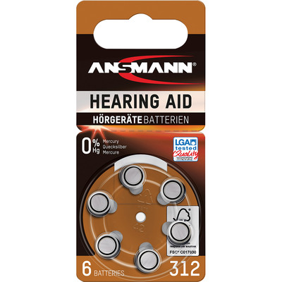 ANSMANN 5013233 Knopfzelle AZA312 1,4V Zink-Air, 6er-Pack ANSMANN 5013233 Knopfzelle AZA312 1,4V Zink-Air, 6er-Pack