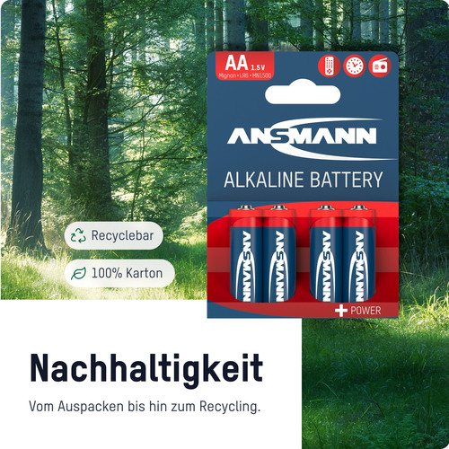 ANSMANN 5015280 RED Alkaline-Batterie, Mignon (AA), LR6, 8er Pack