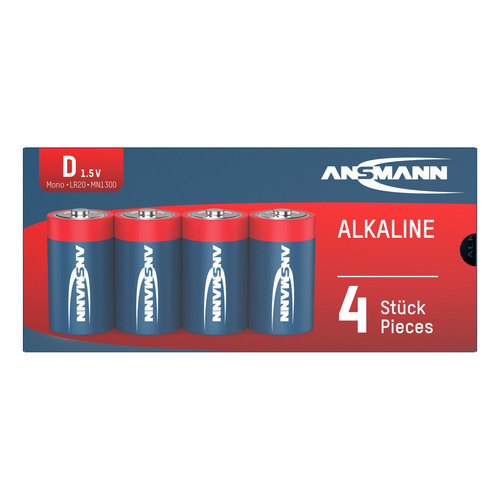 ANSMANN 5015581 RED Alkaline-Batterie, Mono (D), LR20, 4er Pack