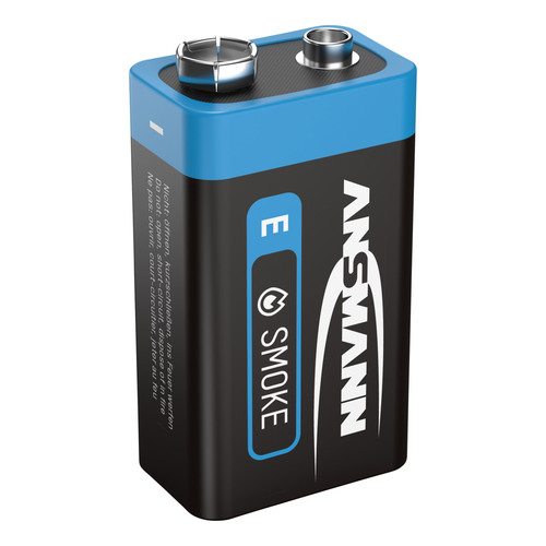 ANSMANN 5021023-01 10-Jahre-Lithiumbatterie für Rauchmelder 9V-E-Block, longlife
