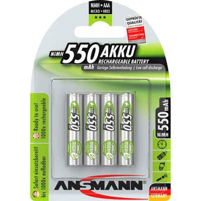 ANSMANN 5030772 NiMH-Akku Micro AAA, 550mAh, 4er-Pack (Produktbild 1)