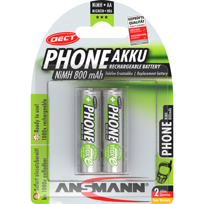 ANSMANN 5030902 NiMH-Akku Mignon AA, Phone DECT, 800mAh, 2er-Pack ANSMANN 5030902 NiMH-Akku Mignon AA, Phone DECT, 800mAh, 2er-Pack