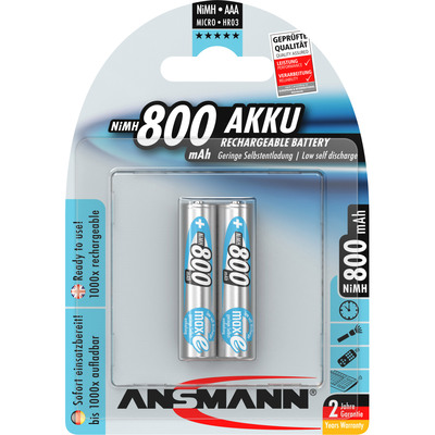 ANSMANN 5030982 NiMH-Akku Micro AAA, maxE, 800mAh, 2er-Pack