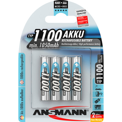 ANSMANN 5035232 NiMH-Akku Micro AAA, 1100mAh, 4er-Pack ANSMANN 5035232 NiMH-Akku Micro AAA, 1100mAh, 4er-Pack