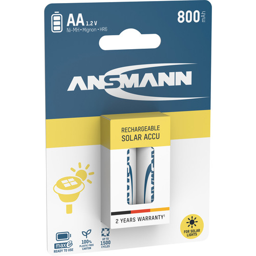 ANSMANN 5035513 NiMH-Akku Mignon AA, SOLAR, 800mAh, 2er-Pack