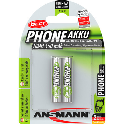 ANSMANN 5035523 NiMH-Akku Micro AAA, Phone DECT, HR03 1.2V, 2er-Pack