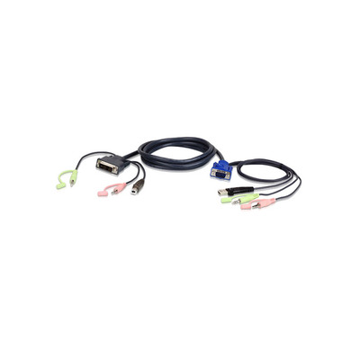 ATEN 2L-7DX3U KVM Kabelsatz, VGA auf DVI-A, USB, Audio, Länge 3m ATEN 2L-7DX3U KVM Kabelsatz, VGA auf DVI-A, USB, Audio, Länge 3m
