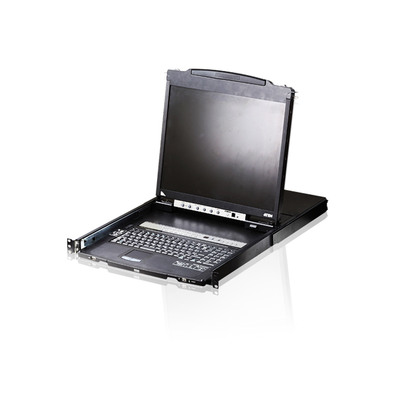 ATEN CL5816N KVMP-Switch 16-fach, Slideaway-Konsole mit 19-Display, VGA, USB, PS/2, 19-Zoll-Rackmontage, DE-Layout