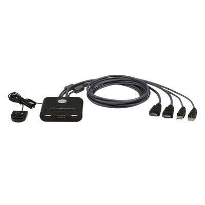 ATEN CS22HF 2-Port USB HDMI Kabel KVM-Switch mit Remote, FHD (Produktbild 1)