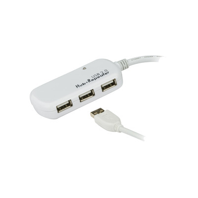 ATEN UE2120H Repeater USB 2.0 Aktiv-Verlängerung mit Hub und Signalverstärkung Stecker A an 4x Buchse A 12m