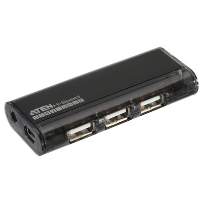 ATEN UH284Q9Z 4-Port USB 2.0 Mini-Hub, schwarz, mit Magnet, ohne Netzteil