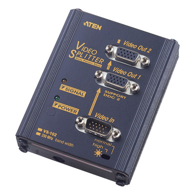 ATEN VS102 Video-Splitter S-VGA 2-fach Monitor-Verteiler, 250Hz