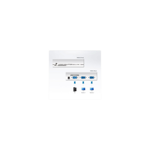 ATEN VS92A Video-Splitter S-VGA 2-fach Monitor-Verteiler, 350Mhz
