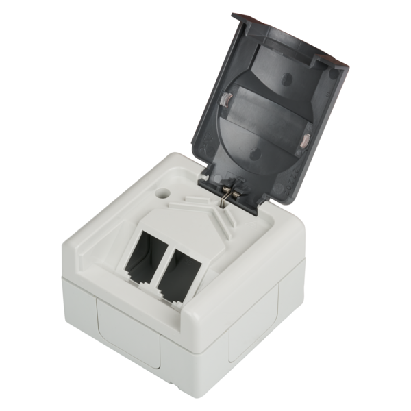 Aufputz-Feuchtraum Leergehäuse -- für 2 Keystone Module IP44 Farbe grau