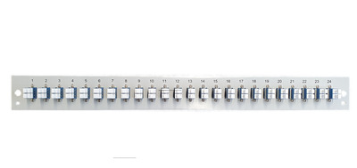 Bestückte Frontblende mit 24 x LC Duplex -- Kupplung OS2, grau