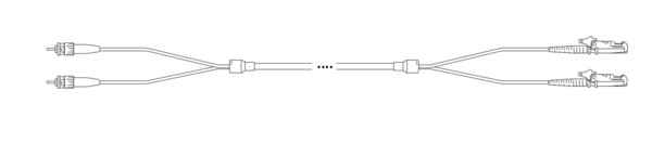 Breakout I-V(ZN) HH OS2 9/125µm, ST/E2000® 4E 1m Glasfaser Trunkkabel