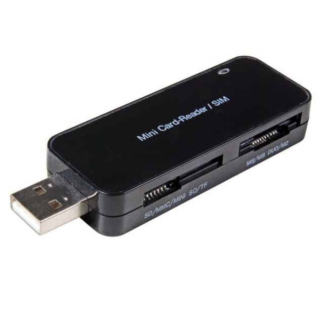 Card Reader, USB2.0, Mini, Multicard + SIM Card Reader, USB2.0, Mini, Multicard + SIM