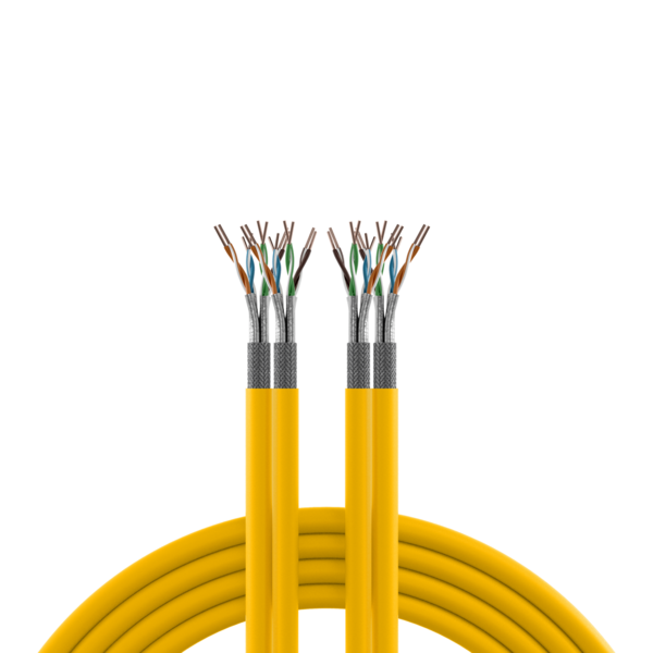Cat.7A 1250 AWG22 S/FTP 2x4P, CPR Dca 25Gbit/s ready rapsgelb RAL1021 Verlegekabel