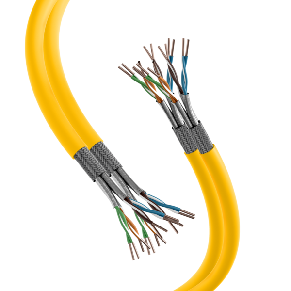 Cat.7A 1250 AWG22 S/FTP 2x4P, CPR Dca 25Gbit/s ready rapsgelb RAL1021