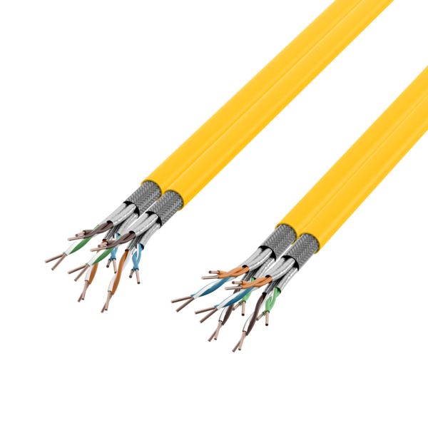 Cat.7A 1250 AWG22 S/FTP 2x4P, CPR Dca 25Gbit/s ready rapsgelb RAL1021
