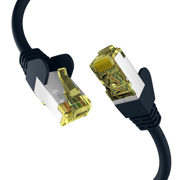 CAT6a SCHWARZ 15m Patchkabel S/FTP PIMF -- RJ45 Netzwerkkabel Ethernetkabel LAN DSL