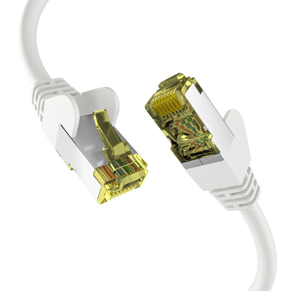 CAT6a WEISS 0,15m Patchkabel S/FTP PIMF -- RJ45 Netzwerkkabel Ethernetkabel LAN DSL