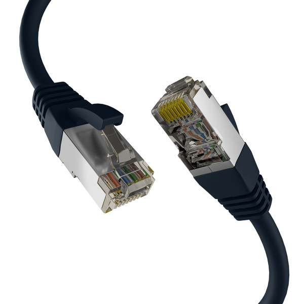 CAT8.1 SCHWARZ 0,25m RJ45 PATCHKABEL S/FTP PIMF -- LSZH 2000MHZ 40GB NETZWERKKABEL
