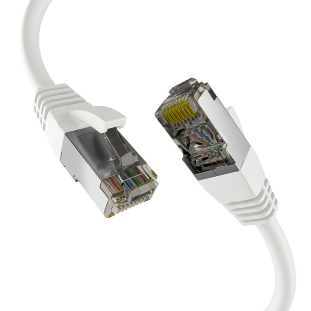 CAT8.1 WEISS 1m RJ45 PATCHKABEL S/FTP PIMF -- LSZH 2000MHZ 40GB NETZWERKKABEL - 1 VPE = 10 Stück