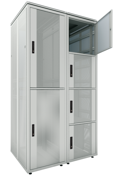 Co-Location Rack PRO, 2 x 23HE, 600x800, mm, F+R 1-tlg. perforiert, RAL7035 Netzwerkschränke + Serverschränke