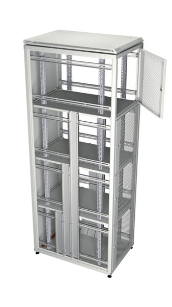 Co-Location Rack PRO, 4 x 11HE, 600x800 -- mm, F+R 1-tlg. perforiert, RAL7035
