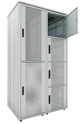 Co-Location Rack PRO, 4 x 9HE, 800x800 -- mm, F+R 1-tlg. perforiert, RAL9005 Co-Location Rack PRO, 4 x 9HE, 800x800 -- mm, F+R 1-tlg. perforiert, RAL9005