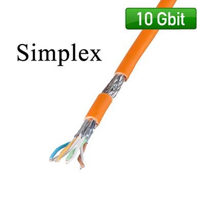 Communik© - 10Gbit Verlegekabel Cat.7, 1000MHz, AWG23 S/FTP 2x4P FRNC-B orange, 100 Meter