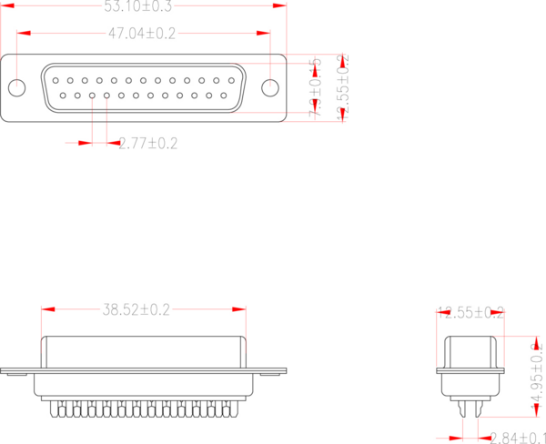 D-Sub Lötbuchse 25pol. EDF 25 LL /Z --